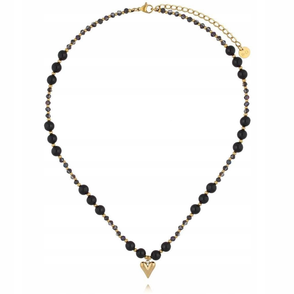 Dámský černý náhrdelník By Dziubeka, srdce 45 cm