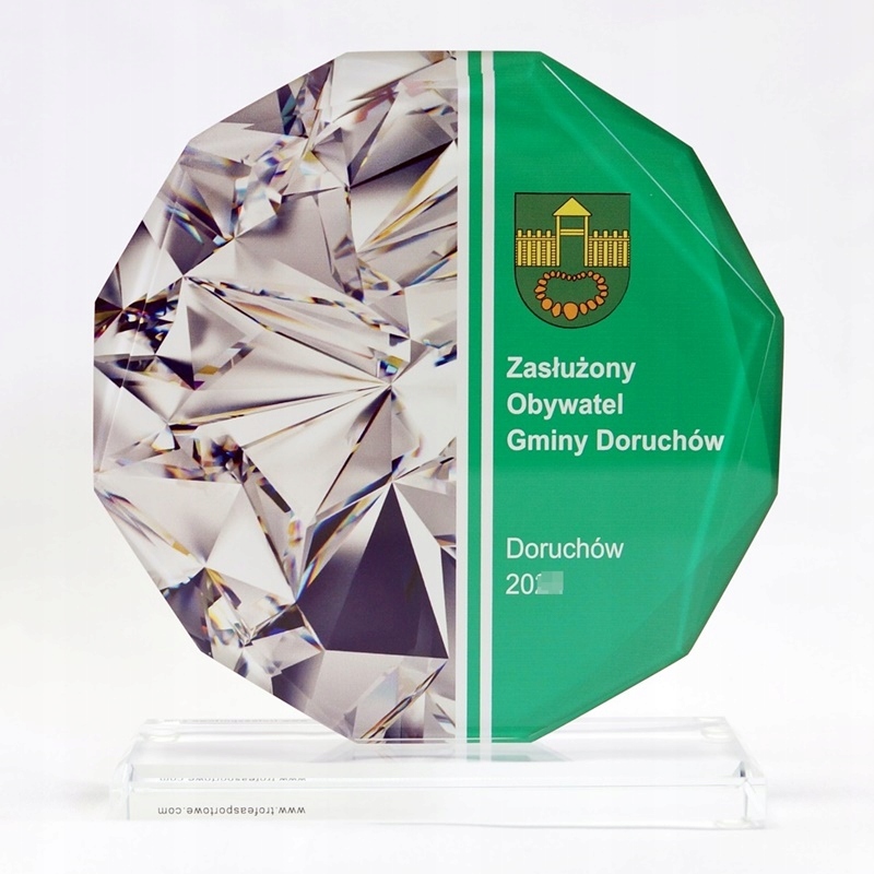 Skleněná soška s fazetami Barevný Potisk 15 cm