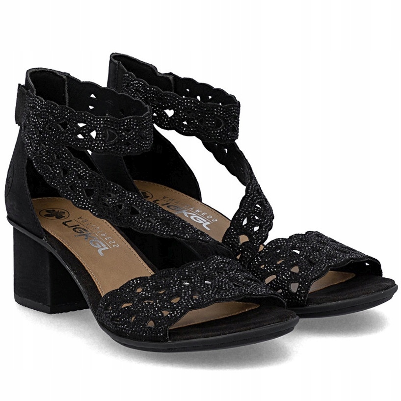 Dámské sandály Rieker 64657-00 Black zirkony černé Eko Kůže VEL.39
