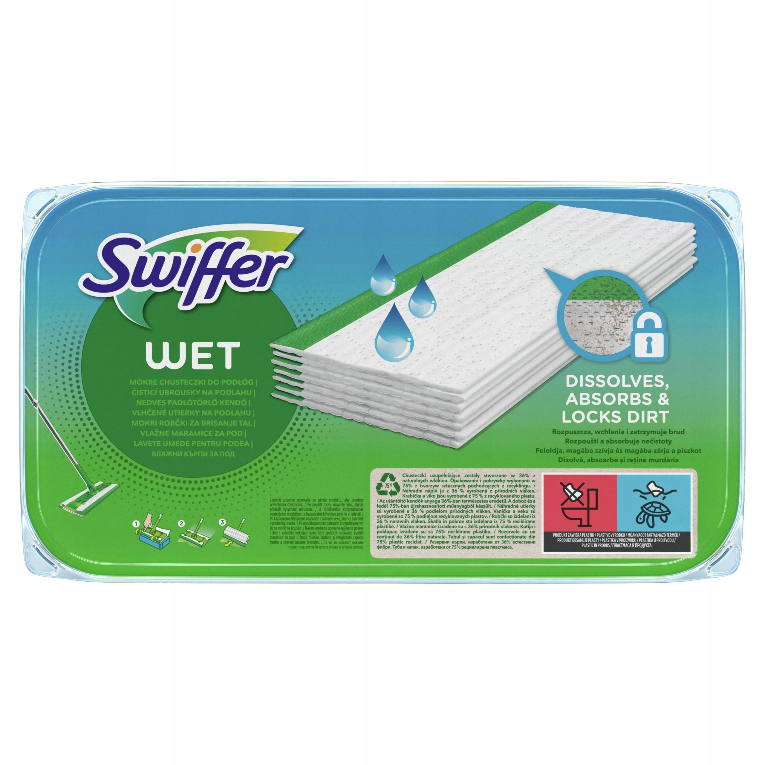 Vlhčené ubrousky Swiffer Náhradní utěrky do mopu 10 Ks