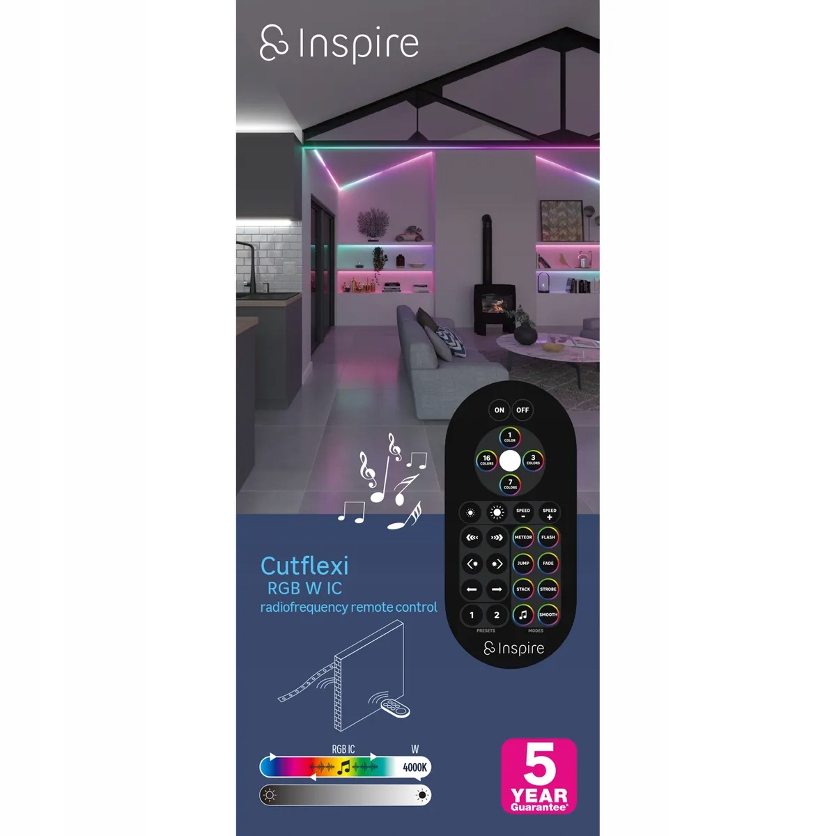 Pilot i odbiornik do taśm LED RGBW Music Cutflexi Inspire Marka INSPIRE