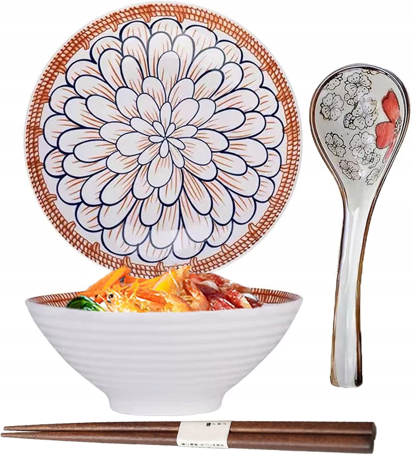 Miska Porcelanowa Do Ramenu 1100 ml Łyżka I Pałeczki
