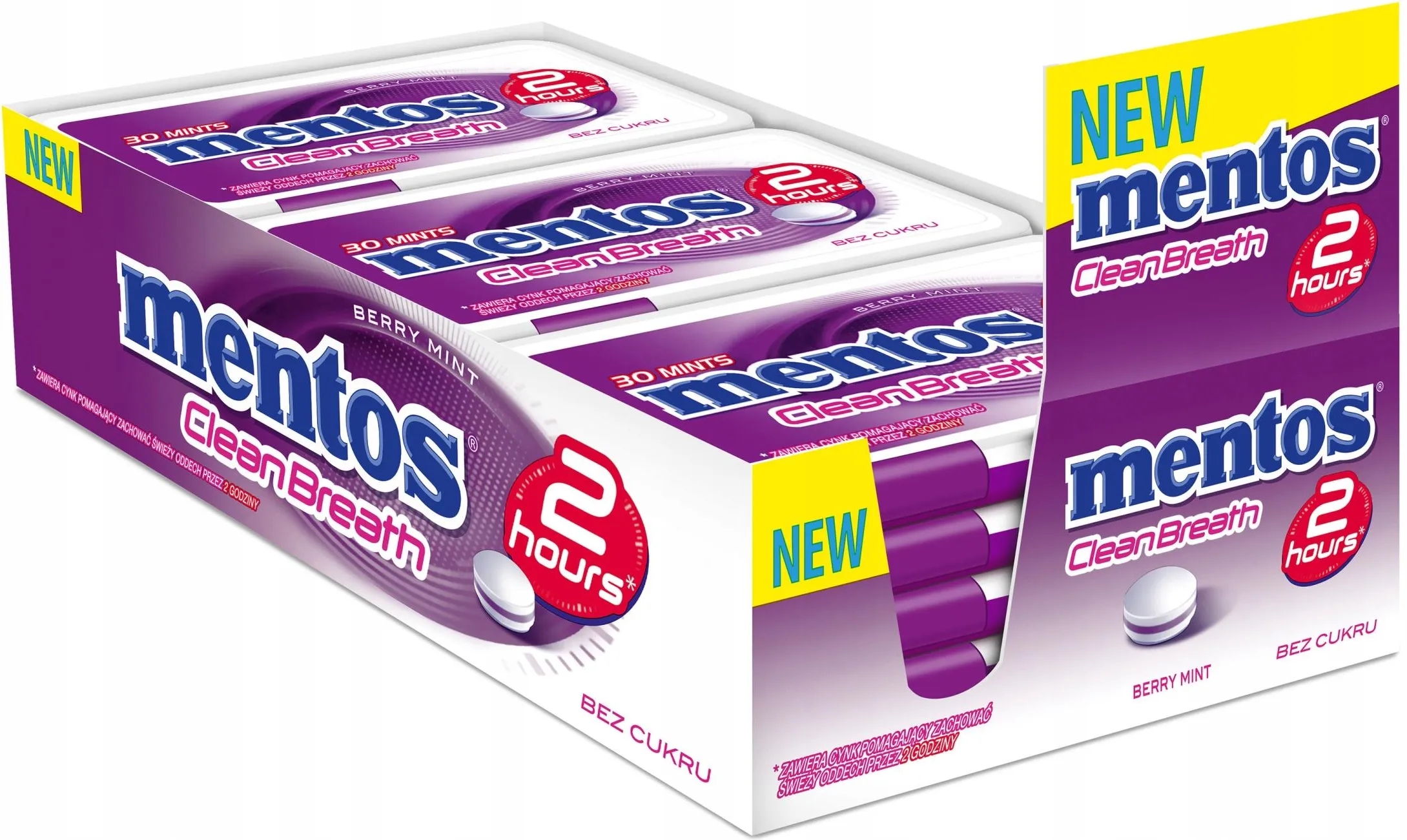 Levně Mentos Osvěžující pastilky bez cukru s borůvkovou příchutí 21 g 12 kusů