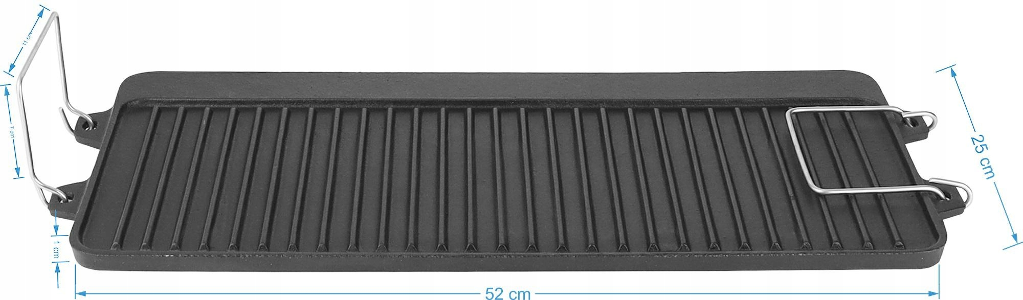 PŁYTA ŻELIWNA GRILLOWA 52x25CM DUŻA DO GRILLOWANIA GRILL PROSTOKĄTNA Kształt prostokątny