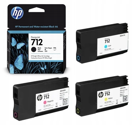 4x org. Hp 712 XL Black 712CMY T210 T230 T250