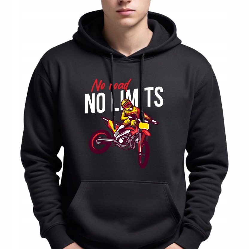Pánská Mikina S Kapucí černá pro motorkáře Enduro No Road No Limits M