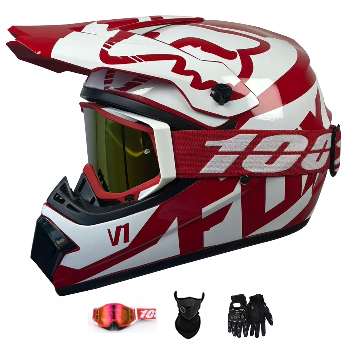 Motocyklová Přilba Lehká Enduro Quada Brýle Rukavice Maska S