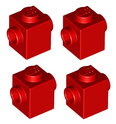 

Lego klocek 1x1 2 piny z boku czerwony 4 szt 47905