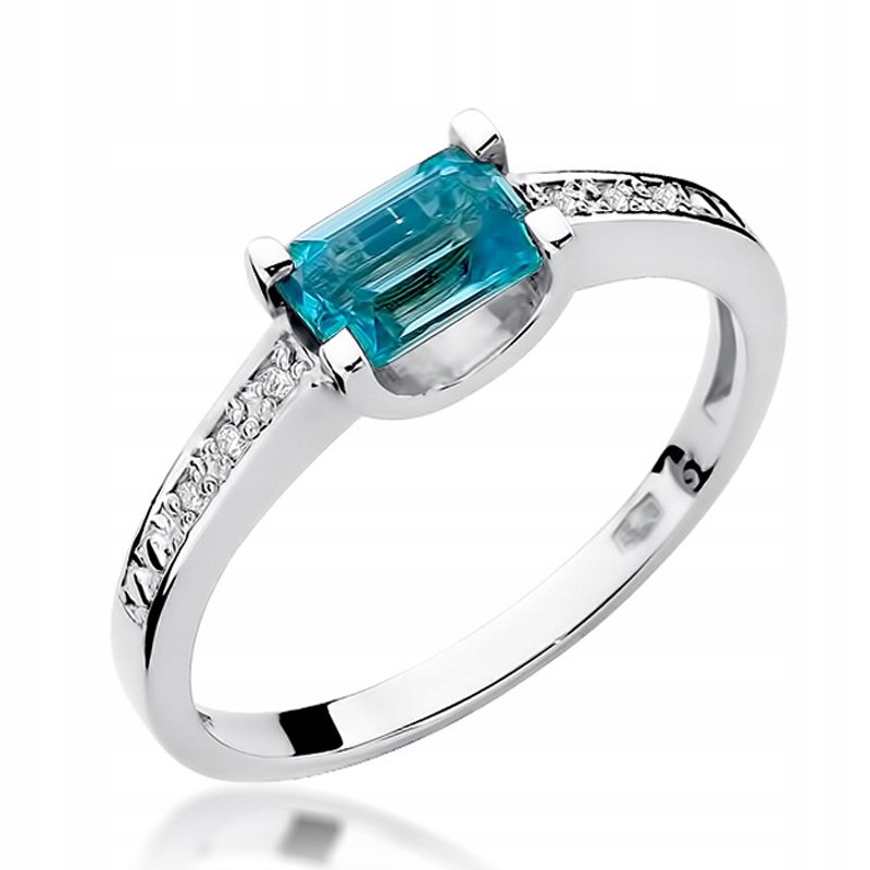 

Pierścionek Złoty Z Topazem I Brylantami 0,03ct