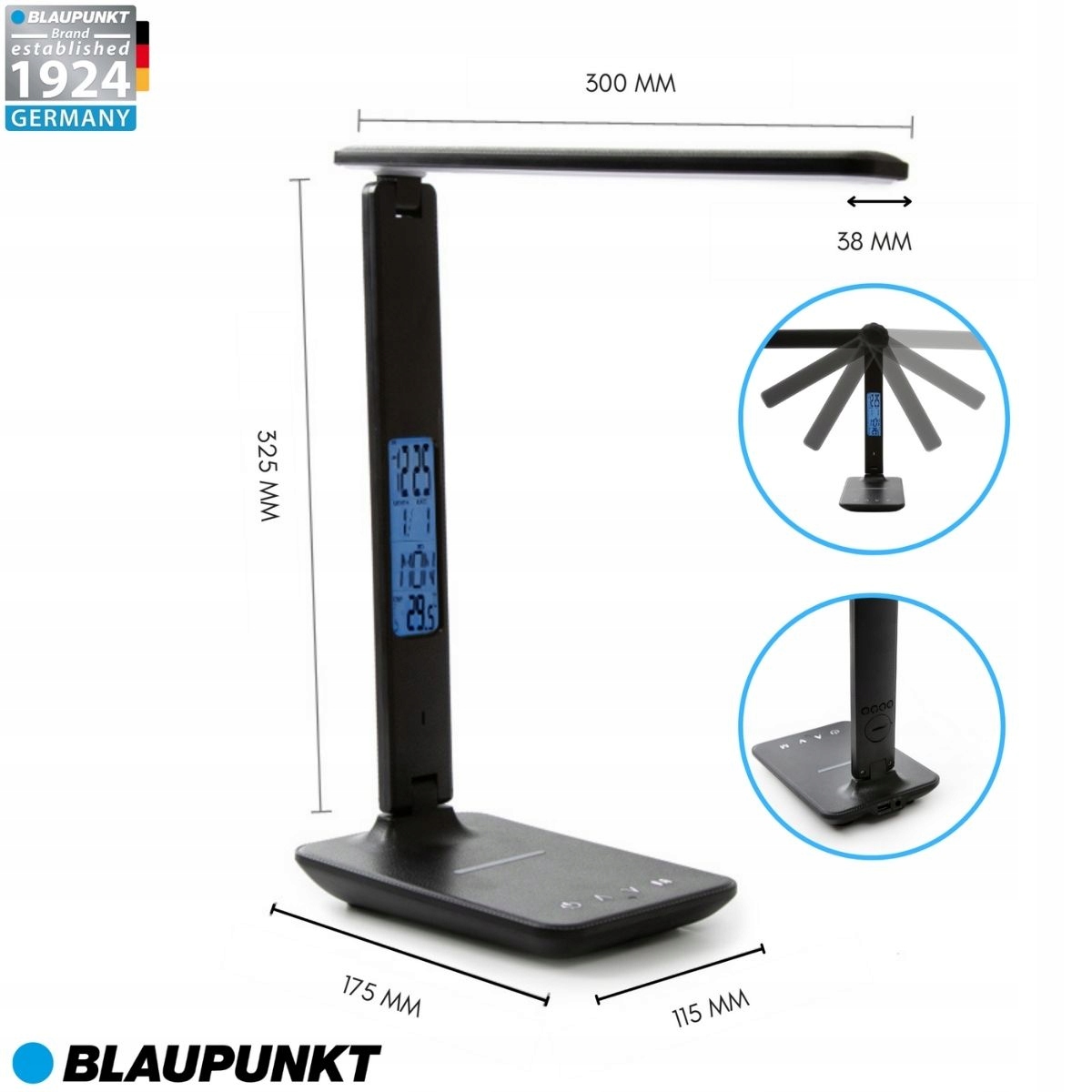 Blaupunkt LBB6PRO Černá Led stolní lampička Bezdrátová nabíječka, Usb