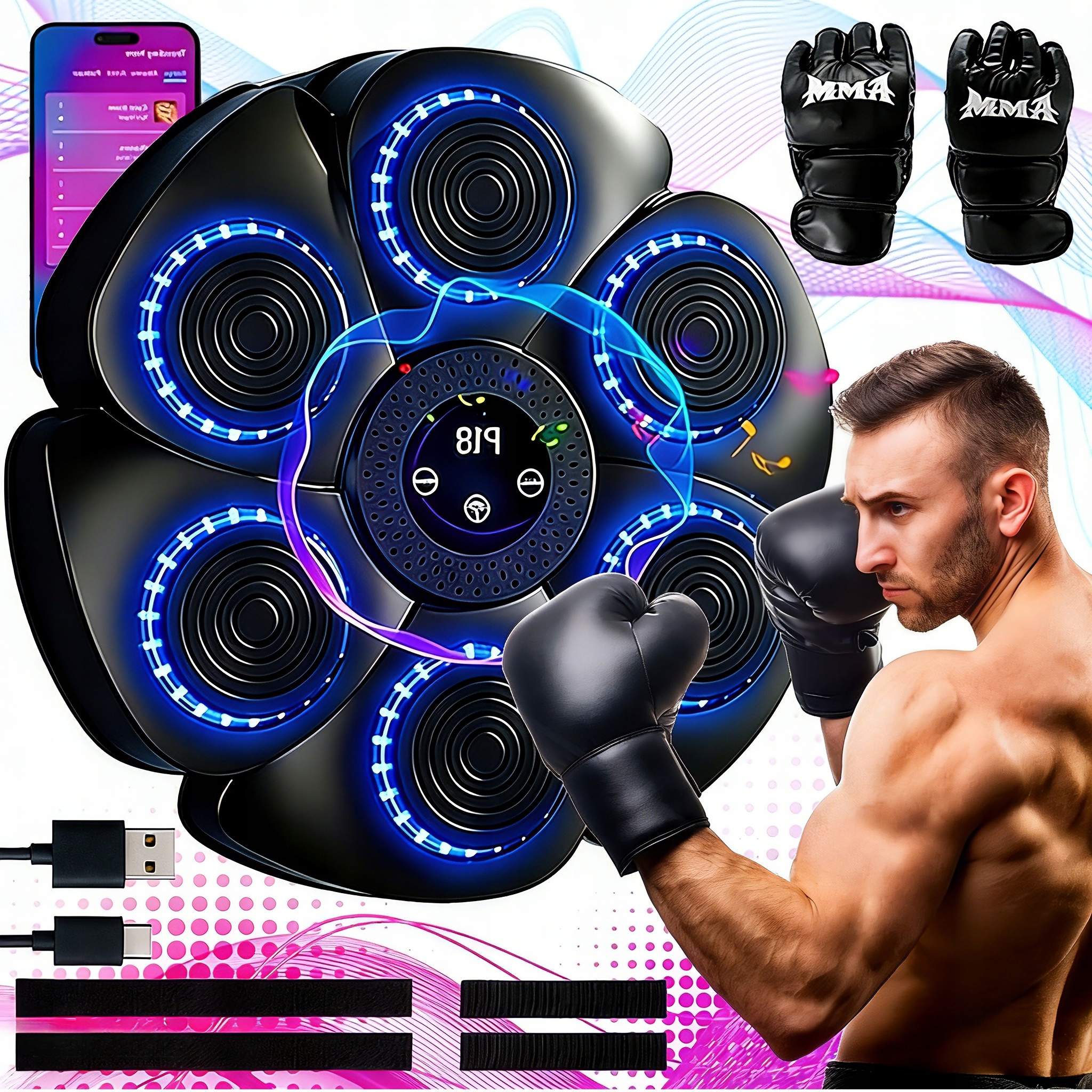 Bluetooth Music Boxing Machine 9 Trybów 18PRĘDKOŚCI Z Licznikiem Do