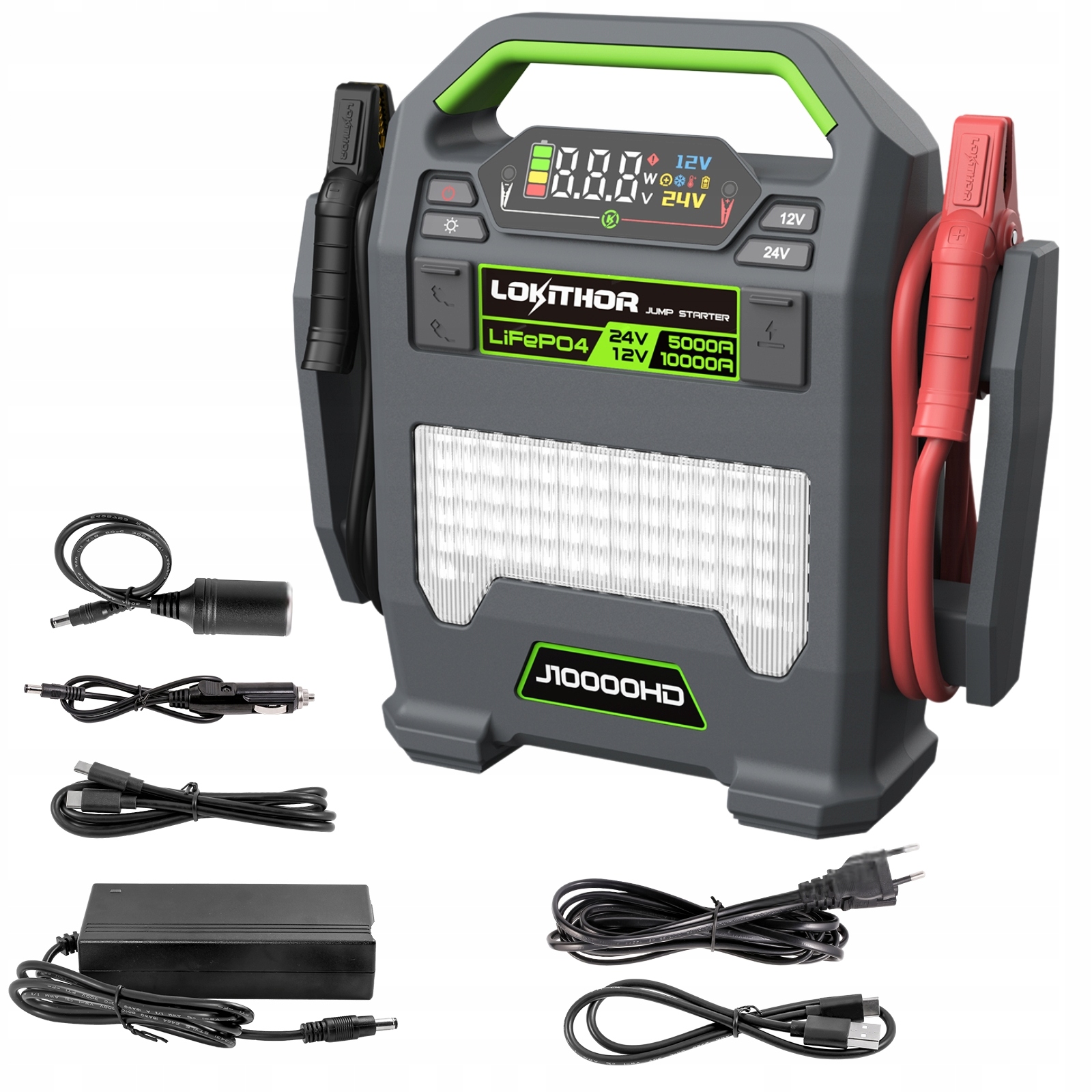 Výkonný Jump Starter Lokithor J10000HD 10000A 12V/24V Powerbank Led obrazovka