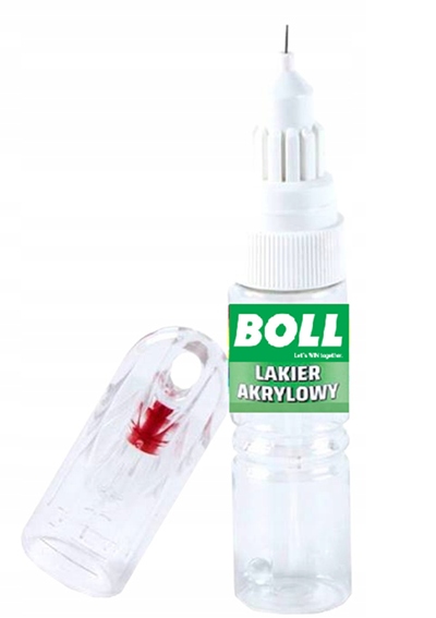 Lakier bezbarwny akrylowy zaprawka z igłą Wysoki Połysk 20ml Boll