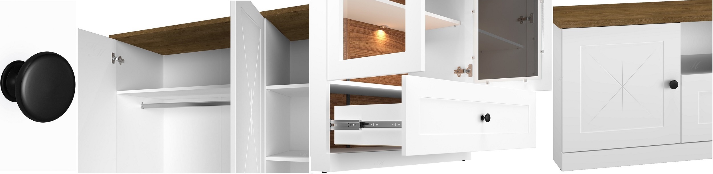 regał szybą zamykany witryna przeszklona Lille 04 Szerokość mebla 55 cm