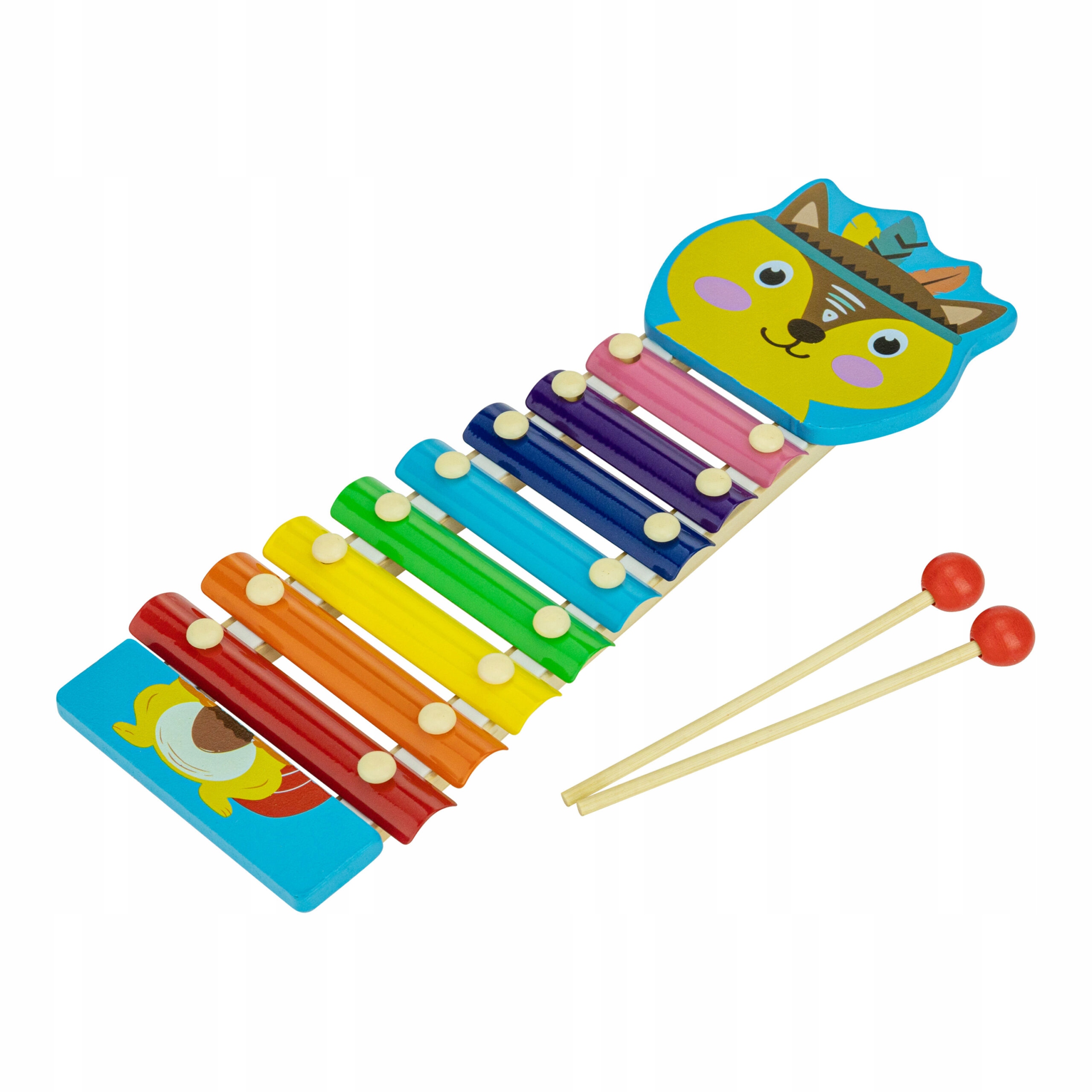 KOLOROWE CYMBAŁKI DREWNIANE DLA DZIECI EDUKACYJNE ZWIERZĄTKA 8 TONÓW Materiał drewno metal