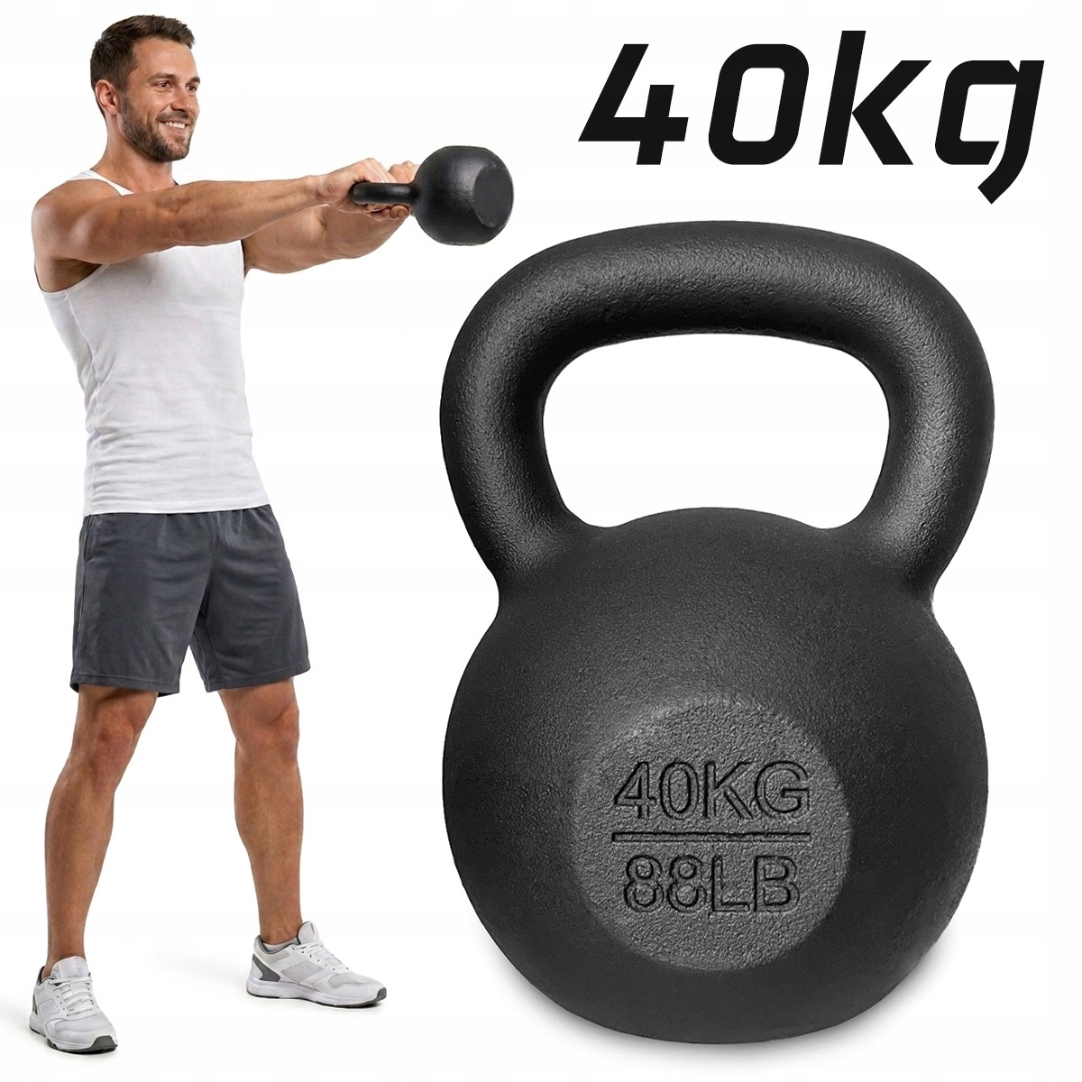 Kettlebell 40kg kettle żeliwny odważnik hantel kula do ćwiczeń Crossfit