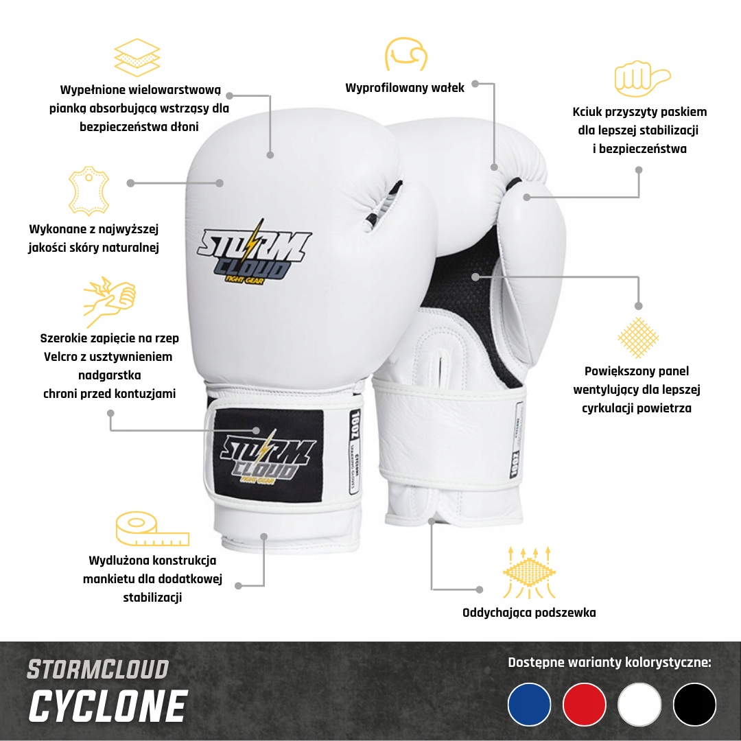 StormCloud Rękawice Bokserskie Sparingowe Cyclone Classic Czerwone 18oz Marka Storm Cloud