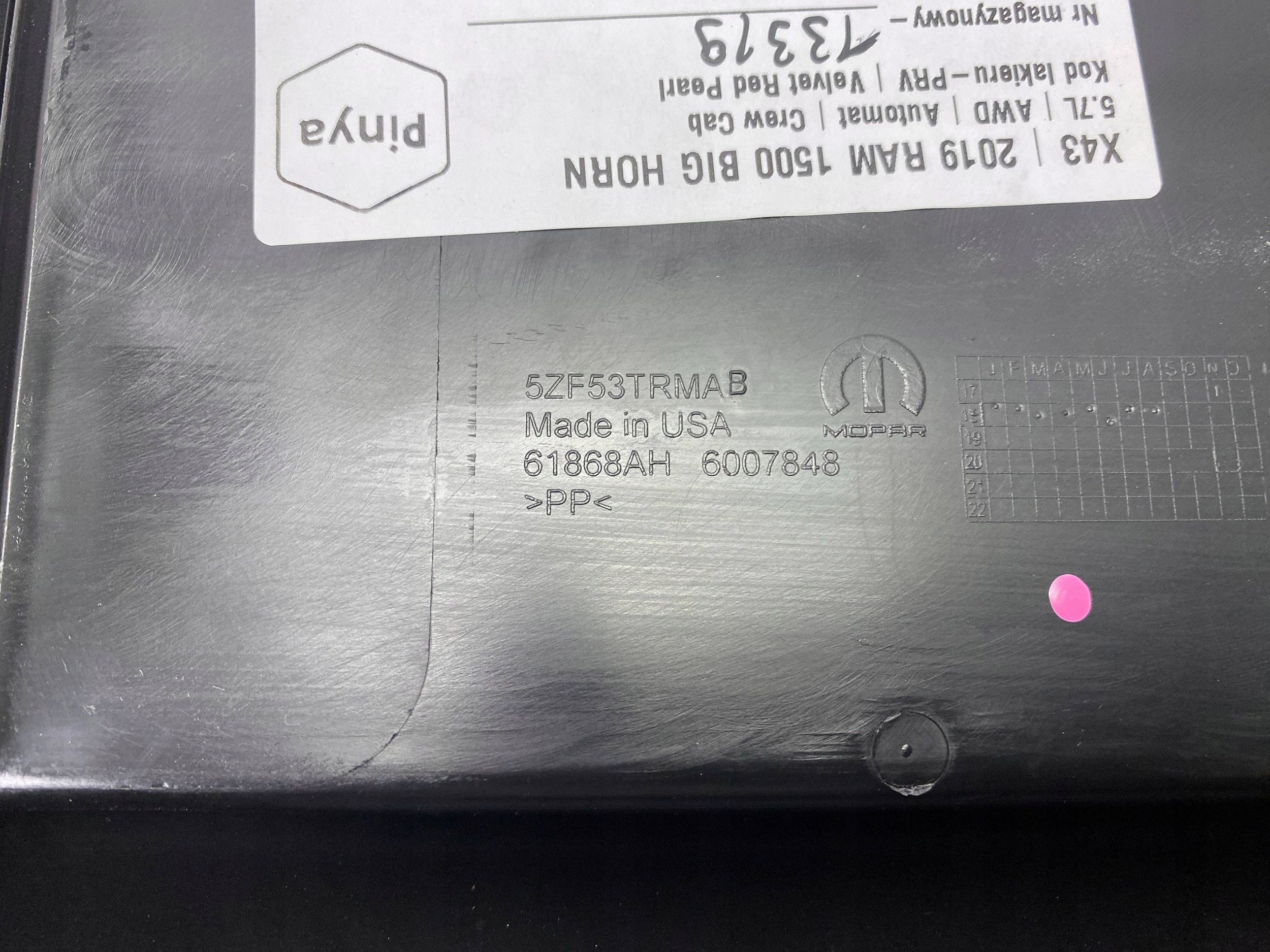 Tunel central passenger compartment Dodge Ram 1500 DT 2019+