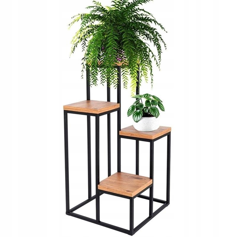 Držák Na Květináč Stojan na květiny Rostliny Kovový Stojící regál 4 police Loft 67 cm