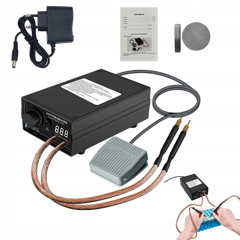 Bodová Svářečka 8000W Baterie 9600MAH Výstup 8.4V Regulovatelný Proud