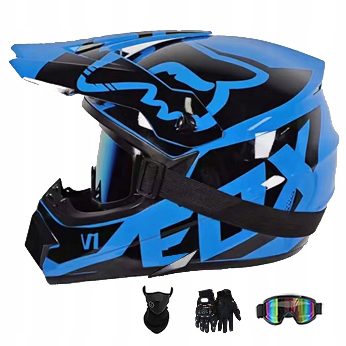 Motocyklová Přilba Lehká Enduro Quada Brýle Rukavice Maska XL