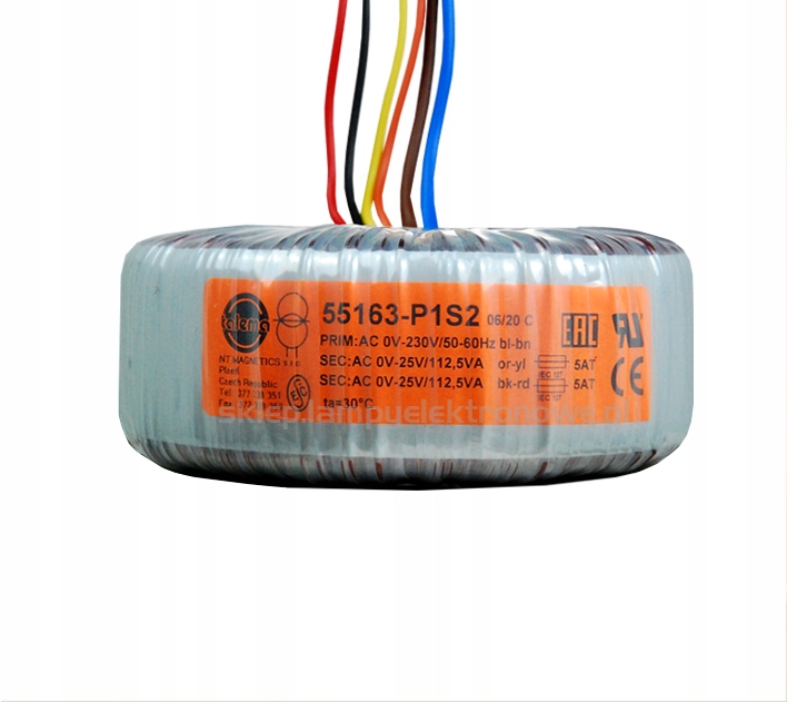 55163-P1S2 Toroidní síťový transformátor 2x25V Talema