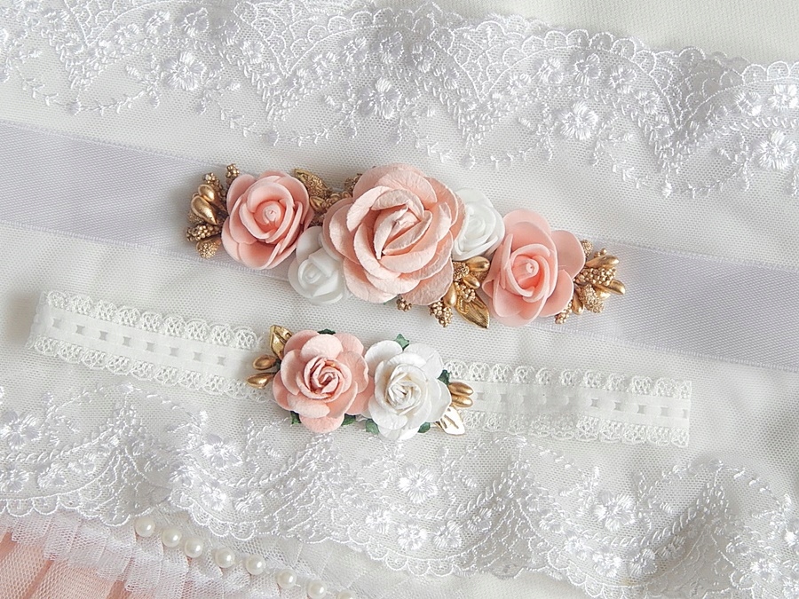 Kwiatowy zestaw do Chrztu OPASKA i PASEK do sukienki Marka bez marki