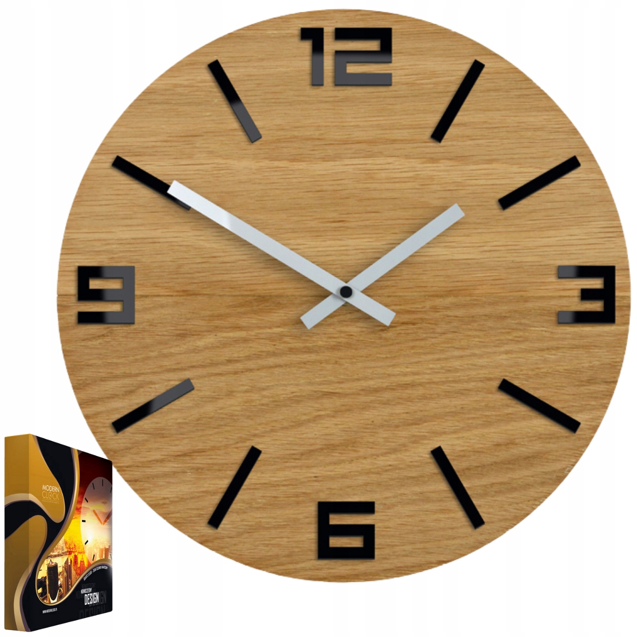 Akrylové nástěnné hodiny Quartzový mechanismus Arabic Wood Black Kulatý