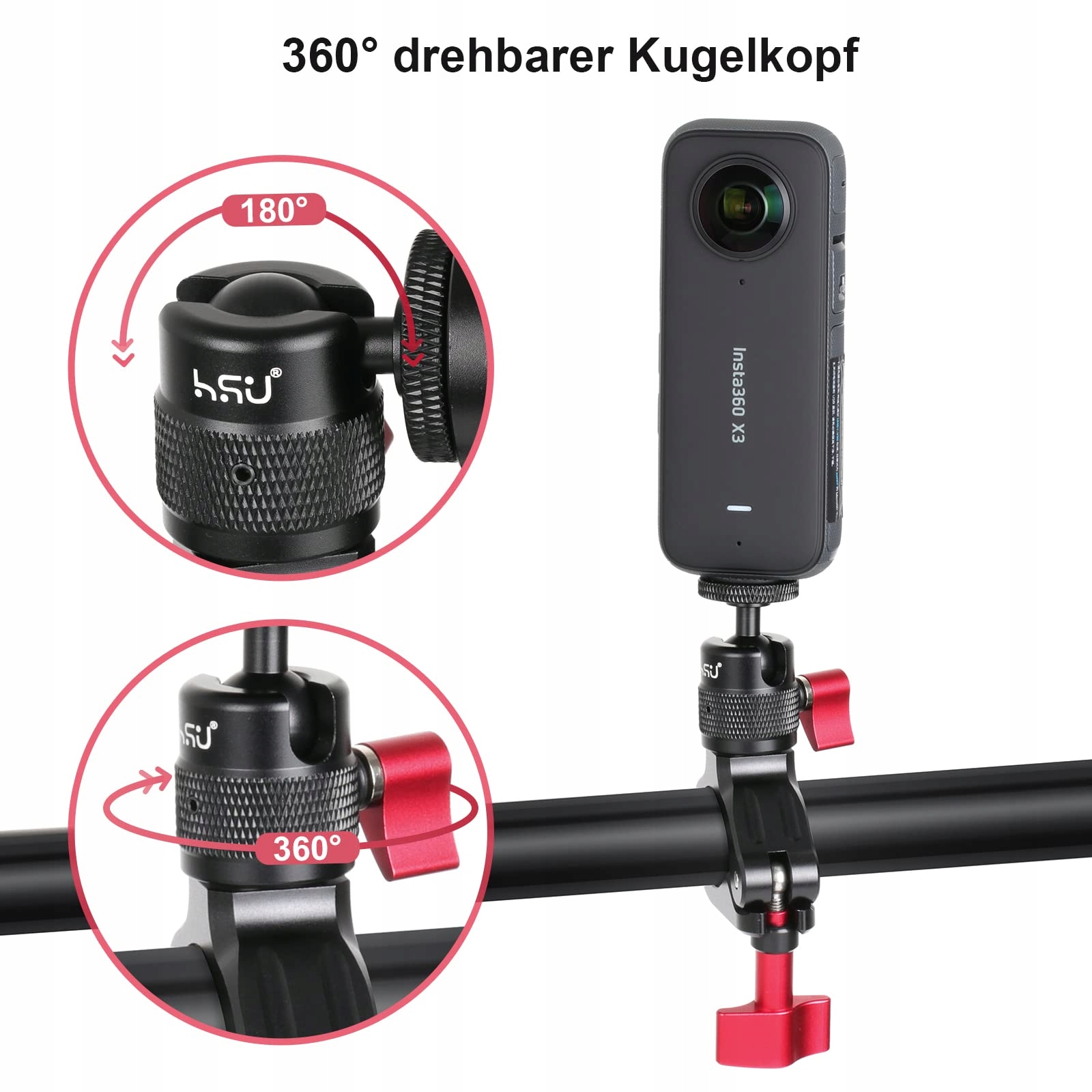 Uchwyt Na Kierownicę Do Kamer Sportowych Aluminiowy GoPro Motocykl HSU — miniatura 4