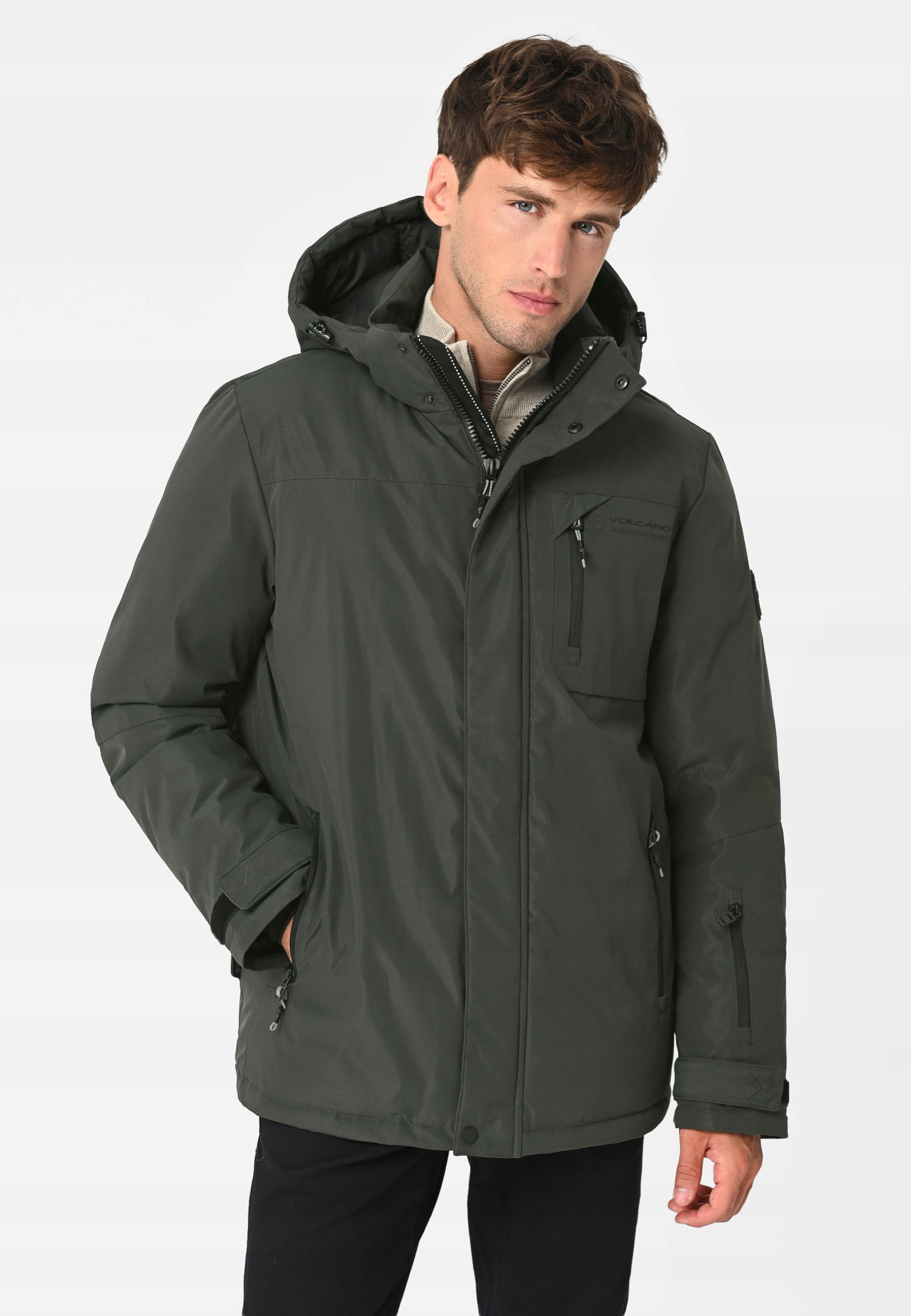 MĘSKA KURTKA WODOODPORNA ZIMOWA ZIELONA VOLCNAO J-SYNAPS 5XL