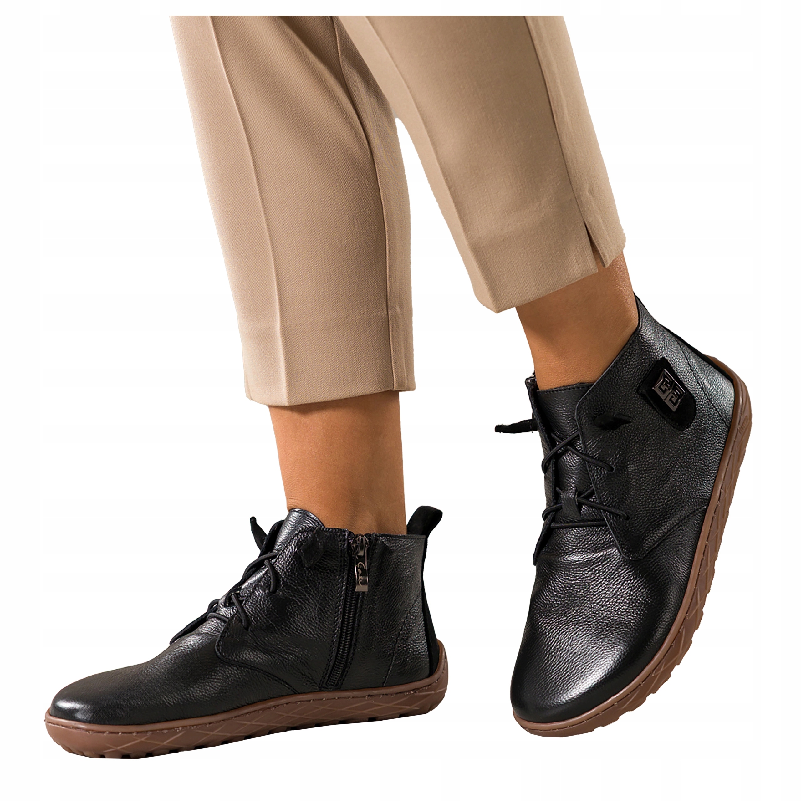 Černé Kotníkové Boty Barefoot Dámské Pohodlné Široké Šněrovací velikost 40