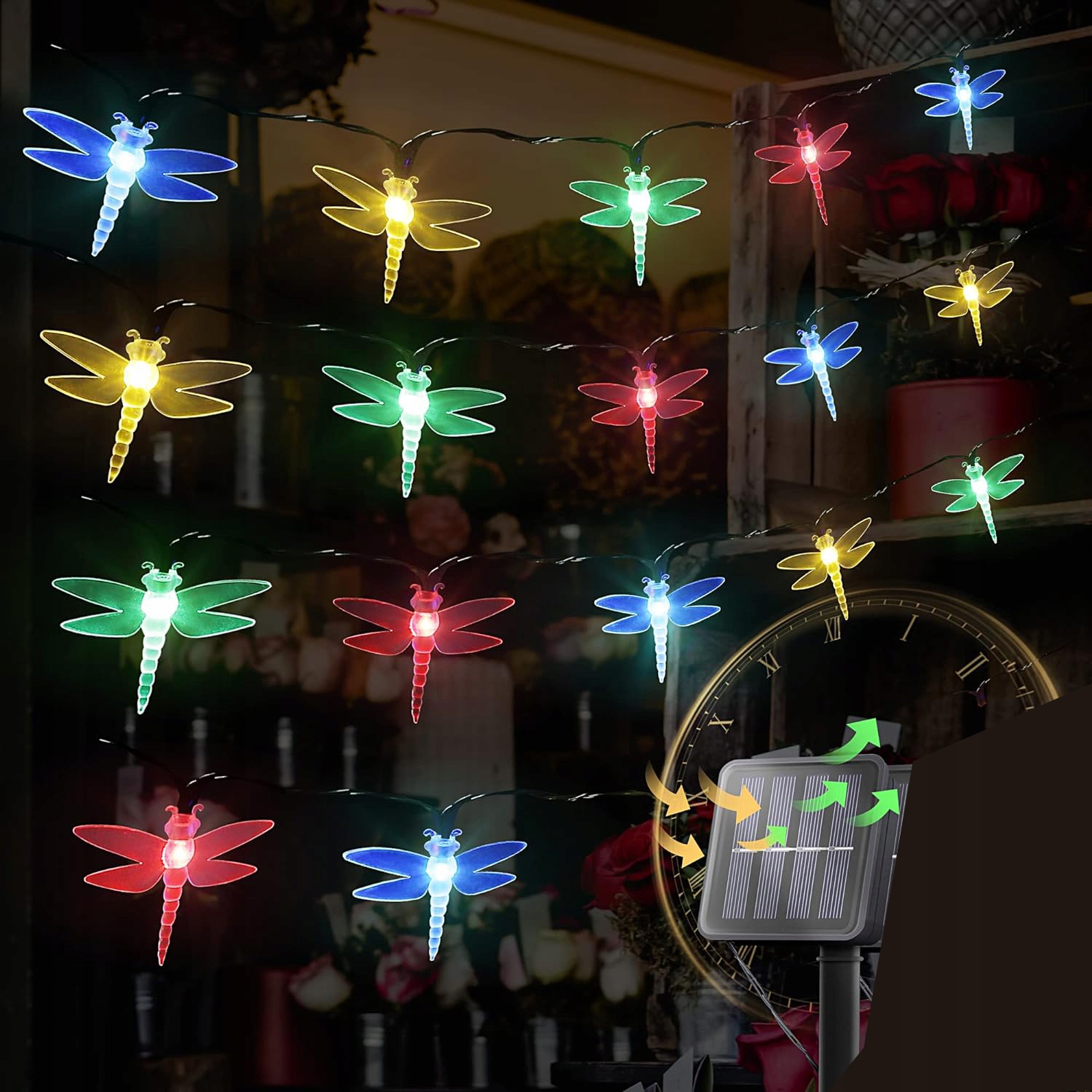 GIRLANDA SOLARNA OGRODOWA WAŻKI 30 LED 6,5M Lampki Solarne Ogrodowe Lampy Średnica kuli 6.5 cm