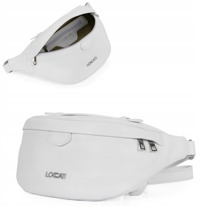 

Pojemna nerka saszetka damska duża skórzana biała