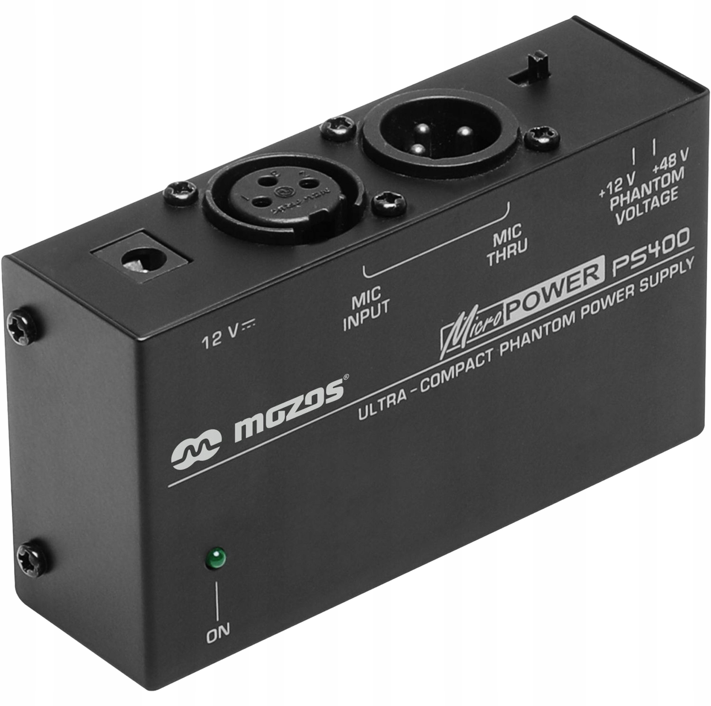 Mozos PS400 Zasilacz Phantom +48V +12V do mikrofonów Xlr