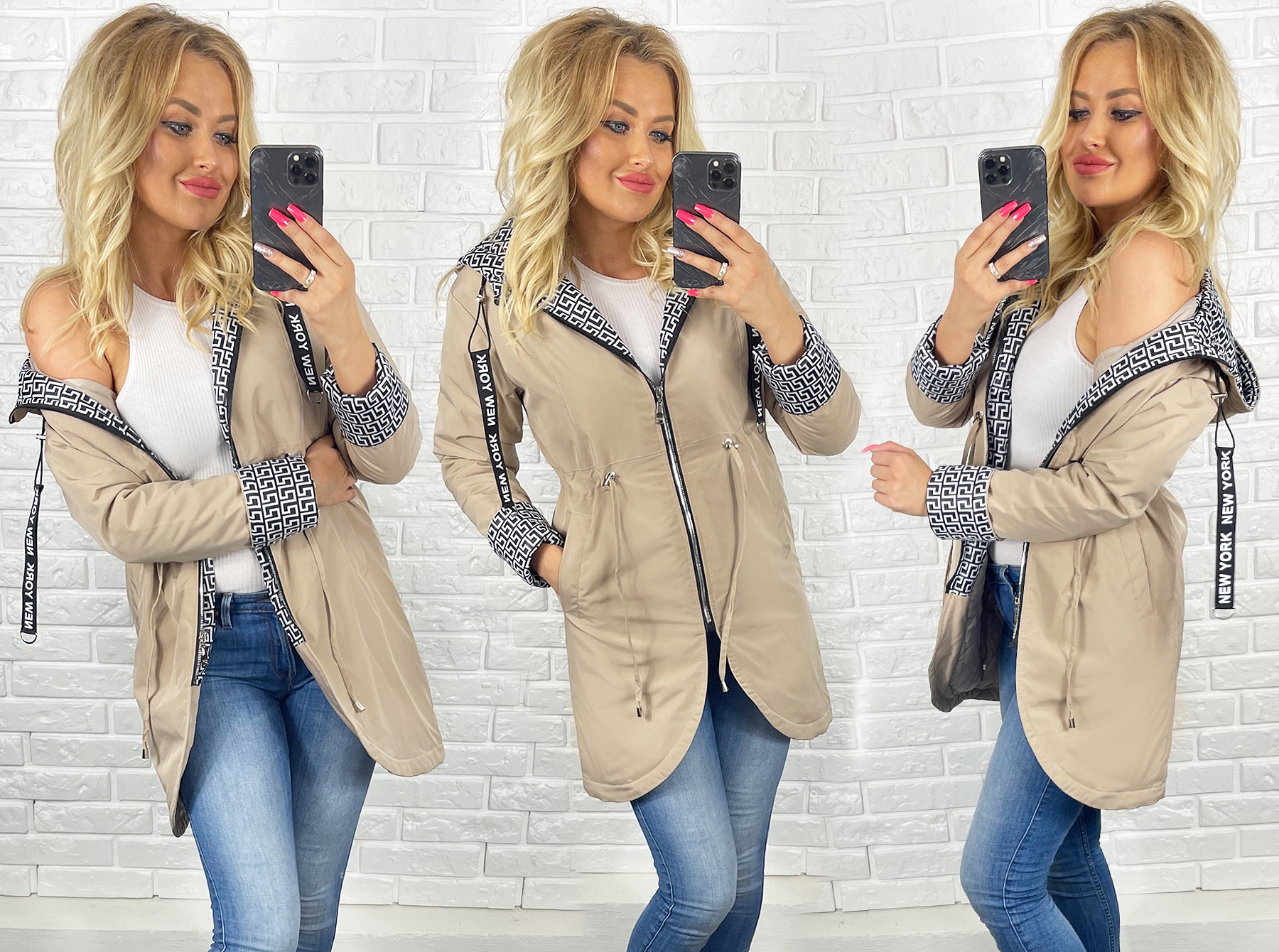 NEW YORK PRZEJŚCIOWA DAMSKA KURTKA Z KAPTUREM 3XL Rodzaj parka