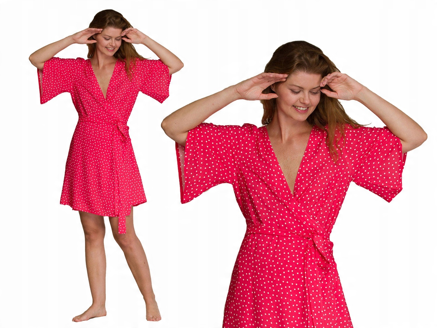 

Wiązana Sukienka Damska W Groszki Homewear Lhd 946
