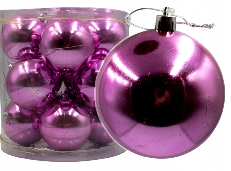 

Bombki plastikowe 8cm 12szt Jasny różowy
