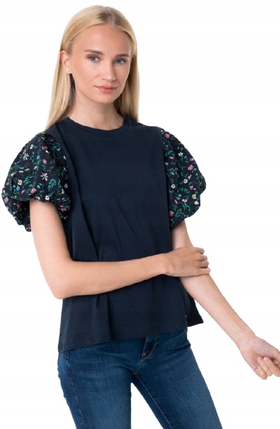 Pepe Jeans Dámské Tmavě Modré Tričko S Bufíky, Velikost L