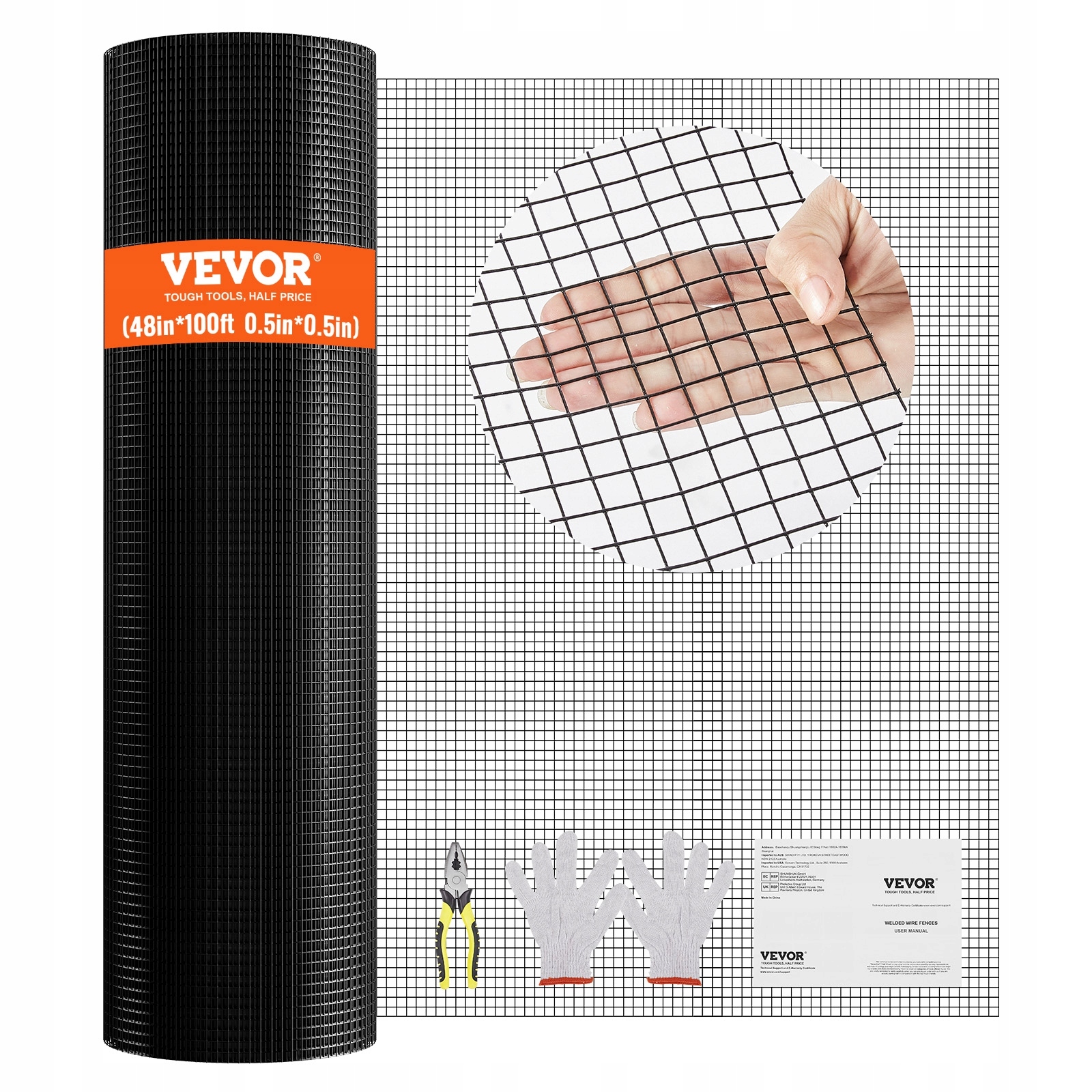 Plotová Sieť Vevor 1220 X 30480 MM Kovová Rolka S Pevnou Povrchovou Úpravou