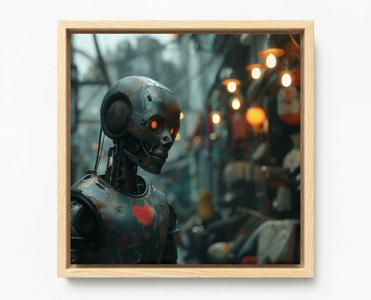 Obraz Rám Americký Box Robot Android Cyborg Stroj Procházka Srdce 60x60
