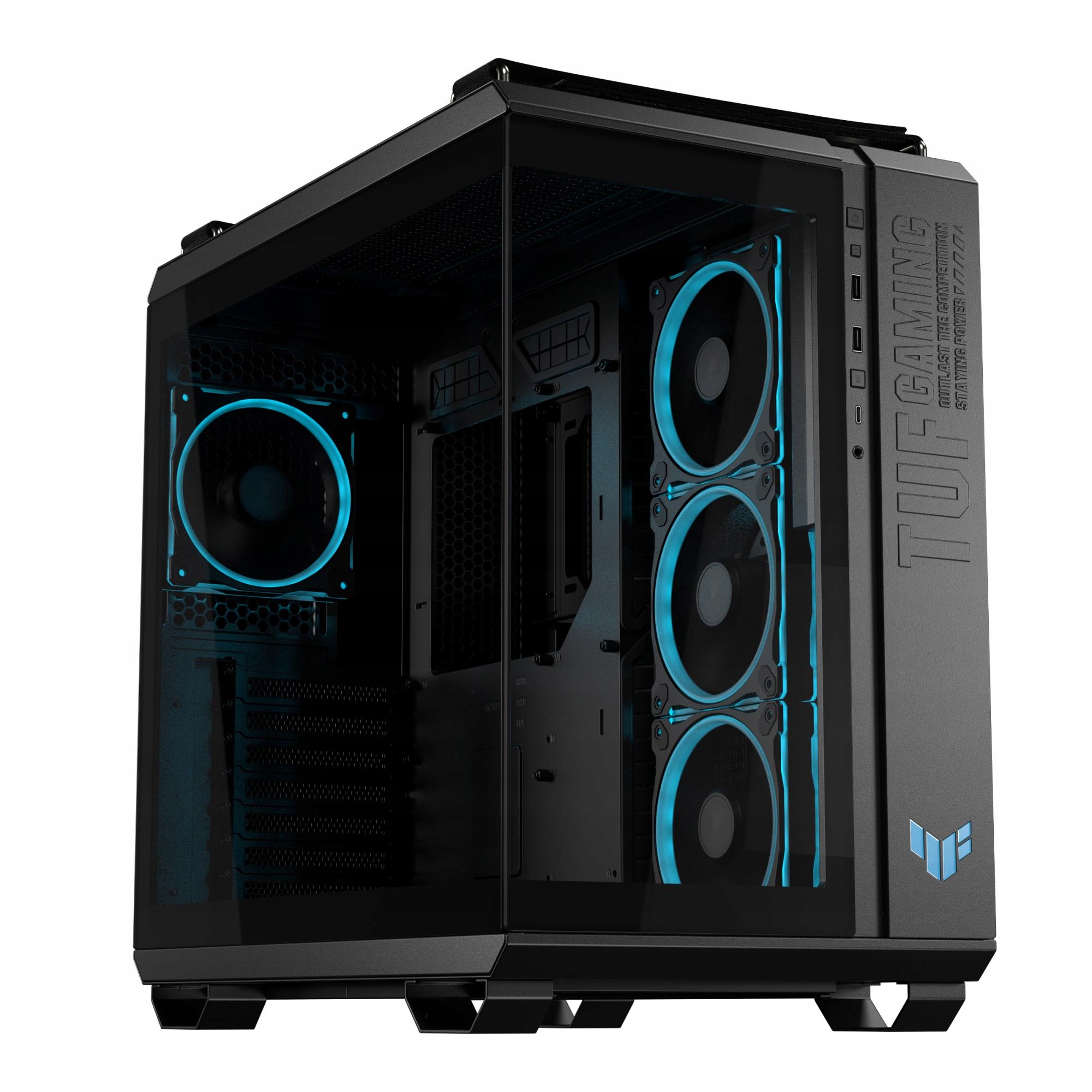 Skrinka|ASUS|TUF Gaming GT502 Horizon|MidiTower|Vlastnosti skrinky: Priehľadná