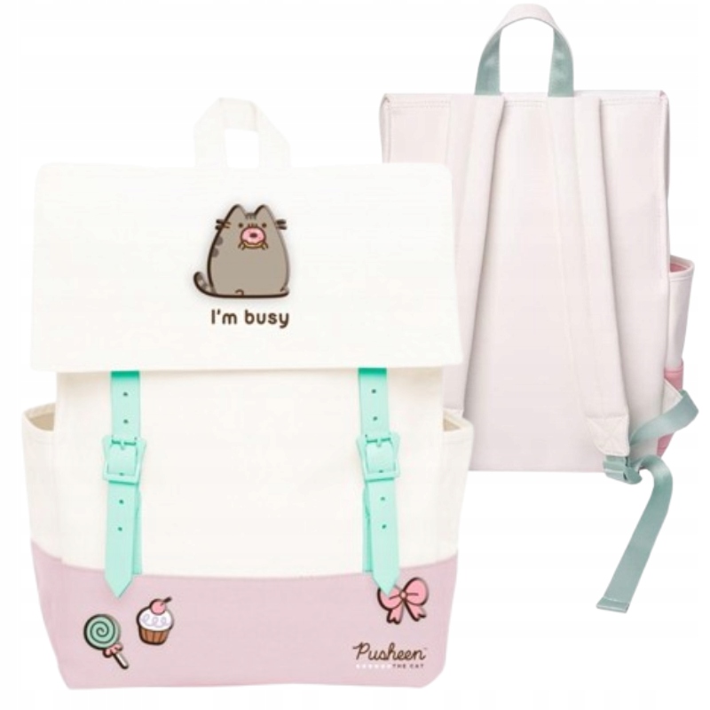Plecak Szkolny Młodzieżowy Pusheen dla Dziewczynki Chłopca Skórzany