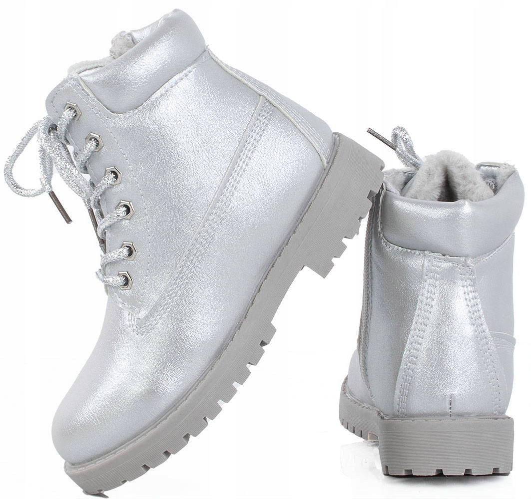 BOTKI DZIECIĘCE SREBRNE OCIEPLANE TRAPERY 30