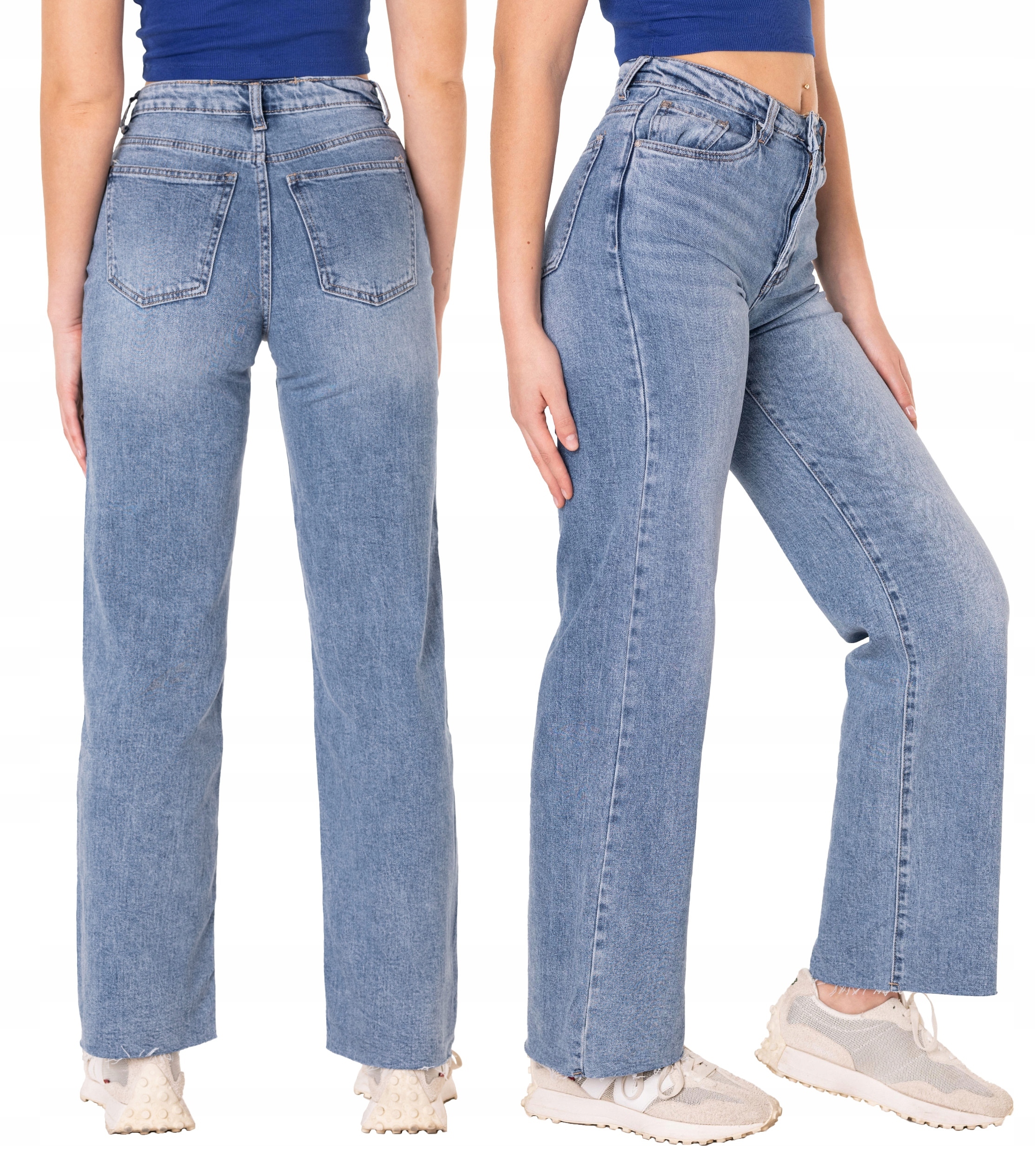 Szerokie Spodnie Damskie Jeansy Szwedy Dzwony z Szerokimi Nogawkami 8294 XL