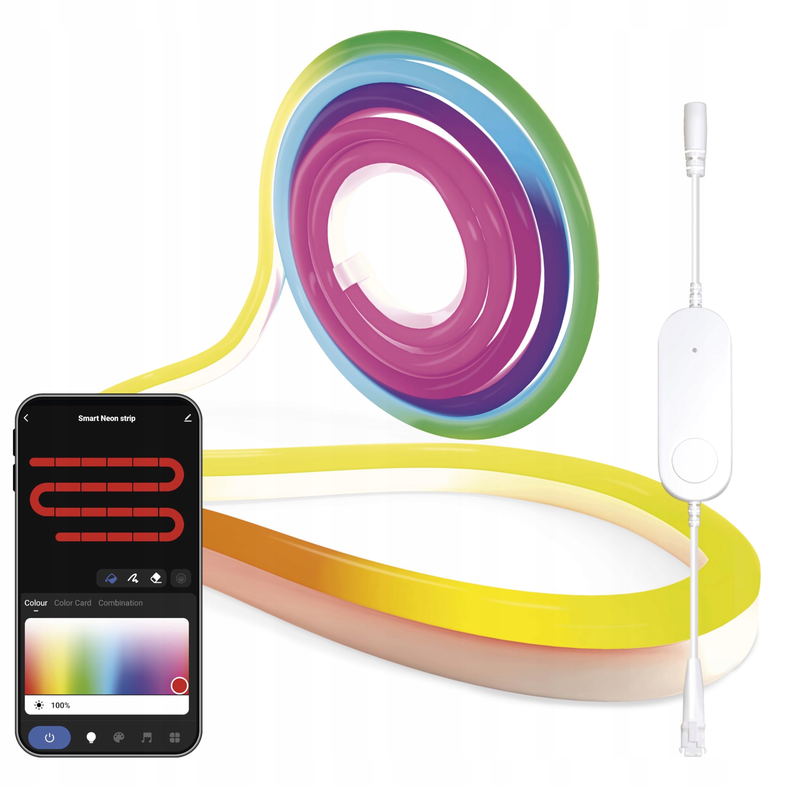 GoSmart ohebný Led pásek Neon bílý, 3 m, 23 W, Rgbic stmívatelný, WiFi