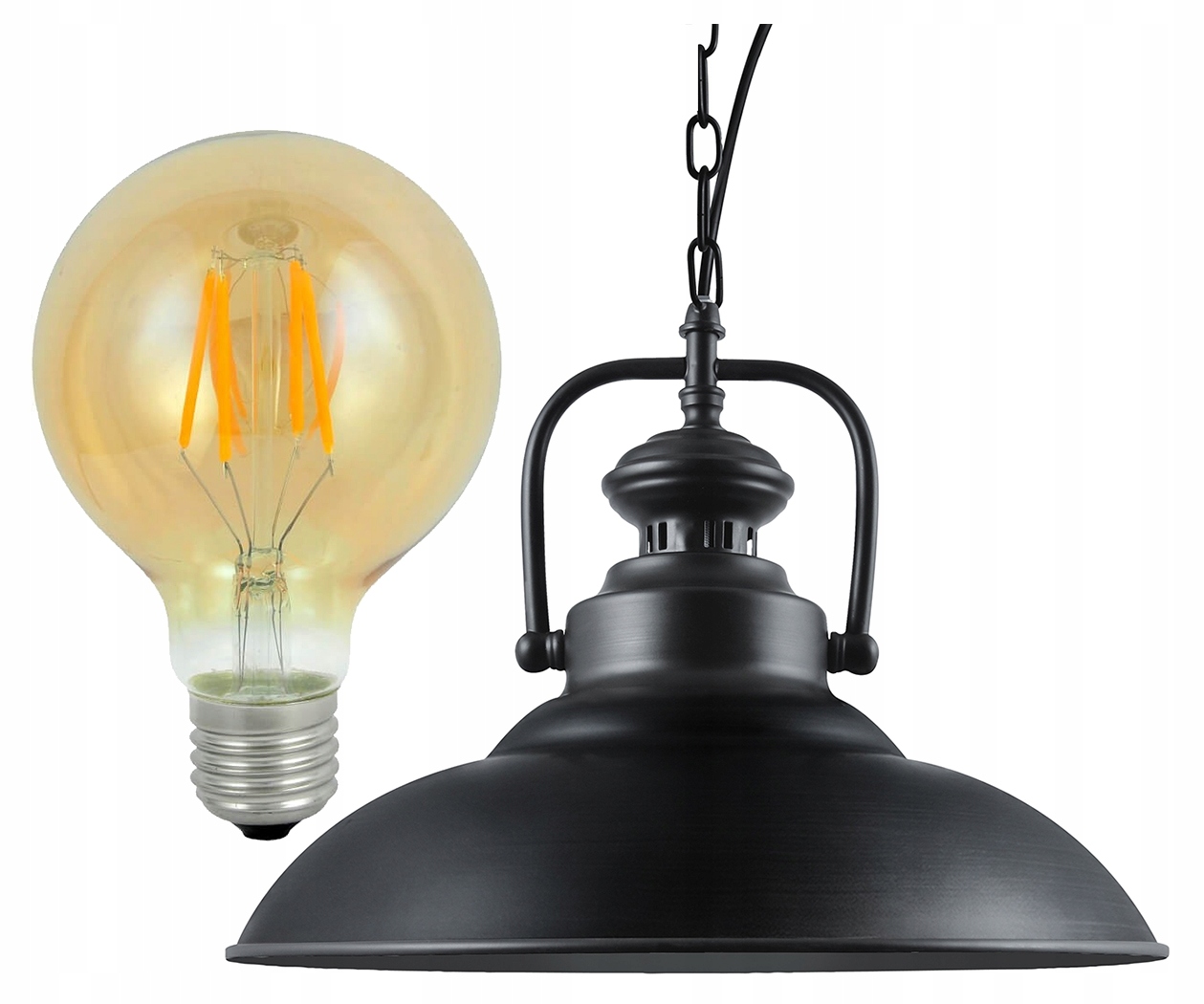 

Lampa Wisząca Sufitowa Czarna Żarówka Led E27 4W