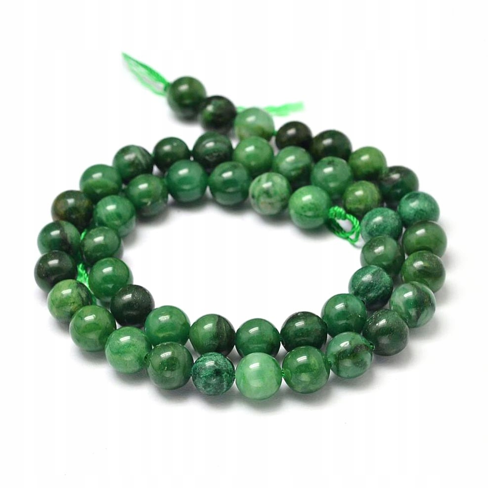 Korálky Přírodní Africký Jadeit, Kulaté, 8mm, Otvor: 1mm, 46 Ks/38 Cm