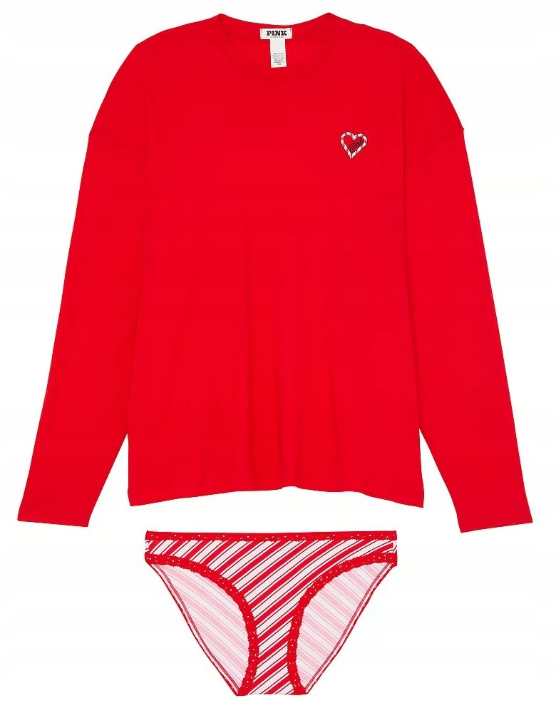 Bavlněné pyžamo tričko a kalhotky Victoria's Secret Pink s proužky Xs