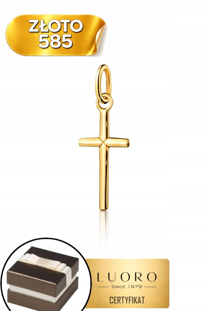 Zlatý Křížek 585 14K Malý Klasický Přívěsek 1,5 CM Elegantní Dárek