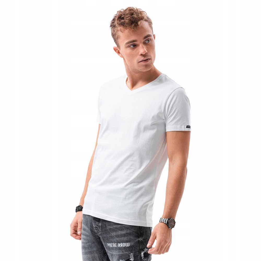 

T-shirt męski bawełniany Basic S1369 biały L